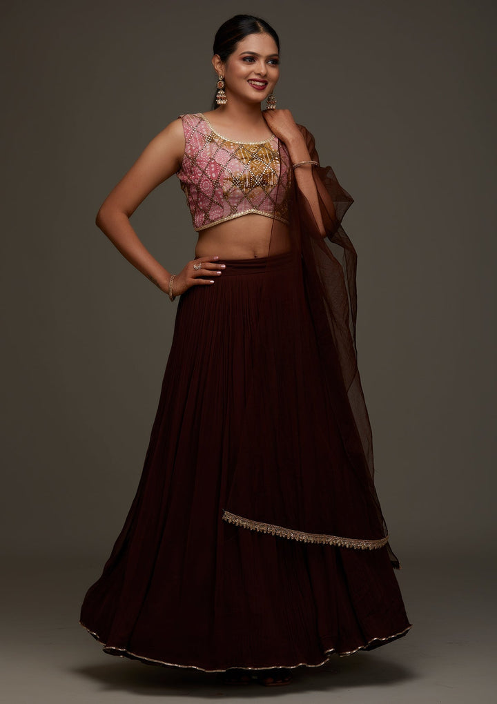 Pink Gotapatti Georgette Designer Lehenga - Koskii