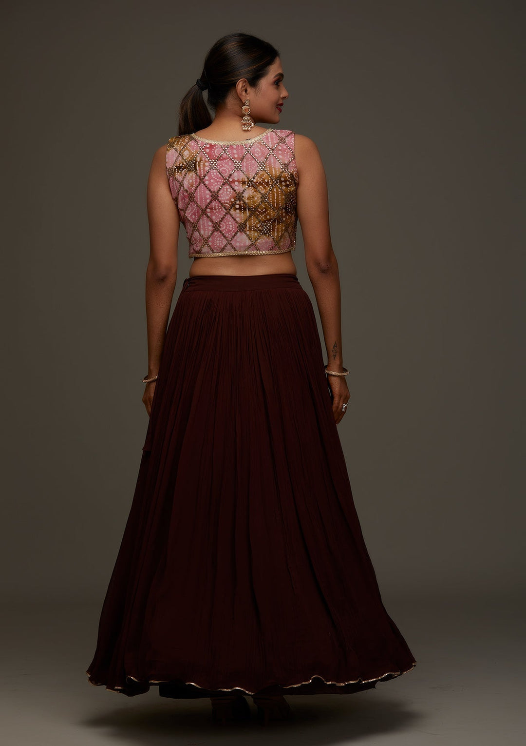 Pink Gotapatti Georgette Designer Lehenga - Koskii