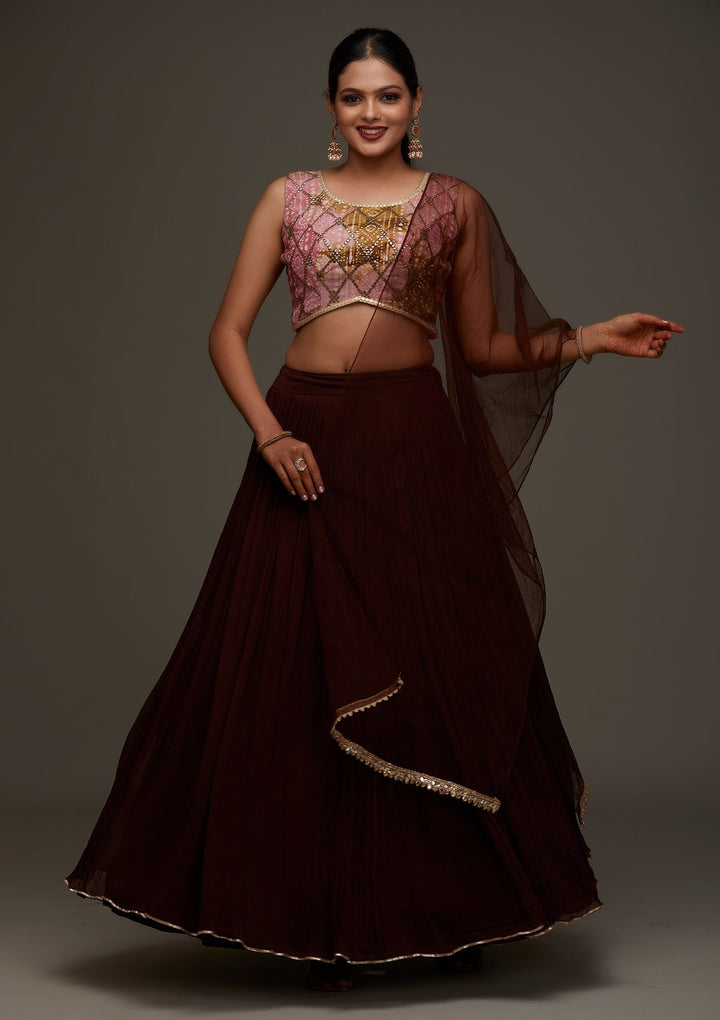 Pink Gotapatti Georgette Designer Lehenga - Koskii