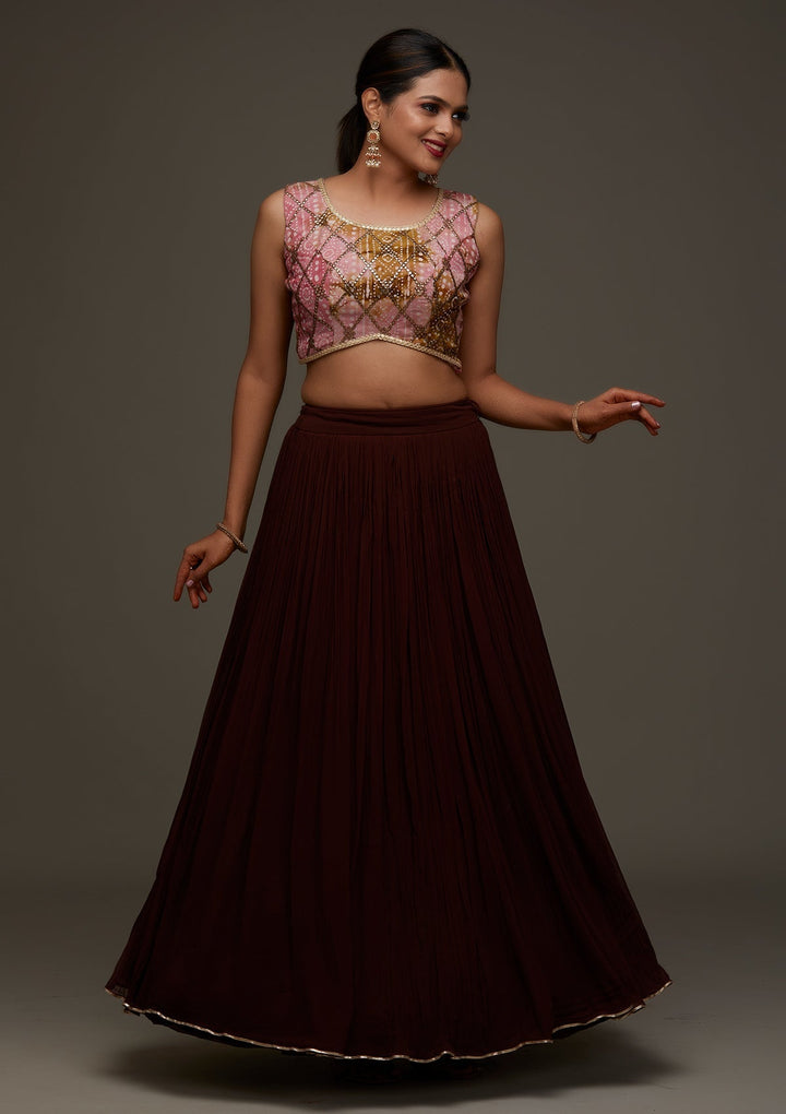 Pink Gotapatti Georgette Designer Lehenga - Koskii