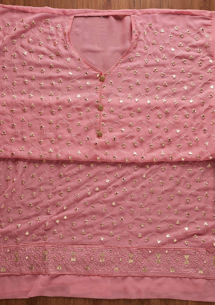 Pink Gotapatti Georgette Designer Unstitched Salwar Suit - koskii