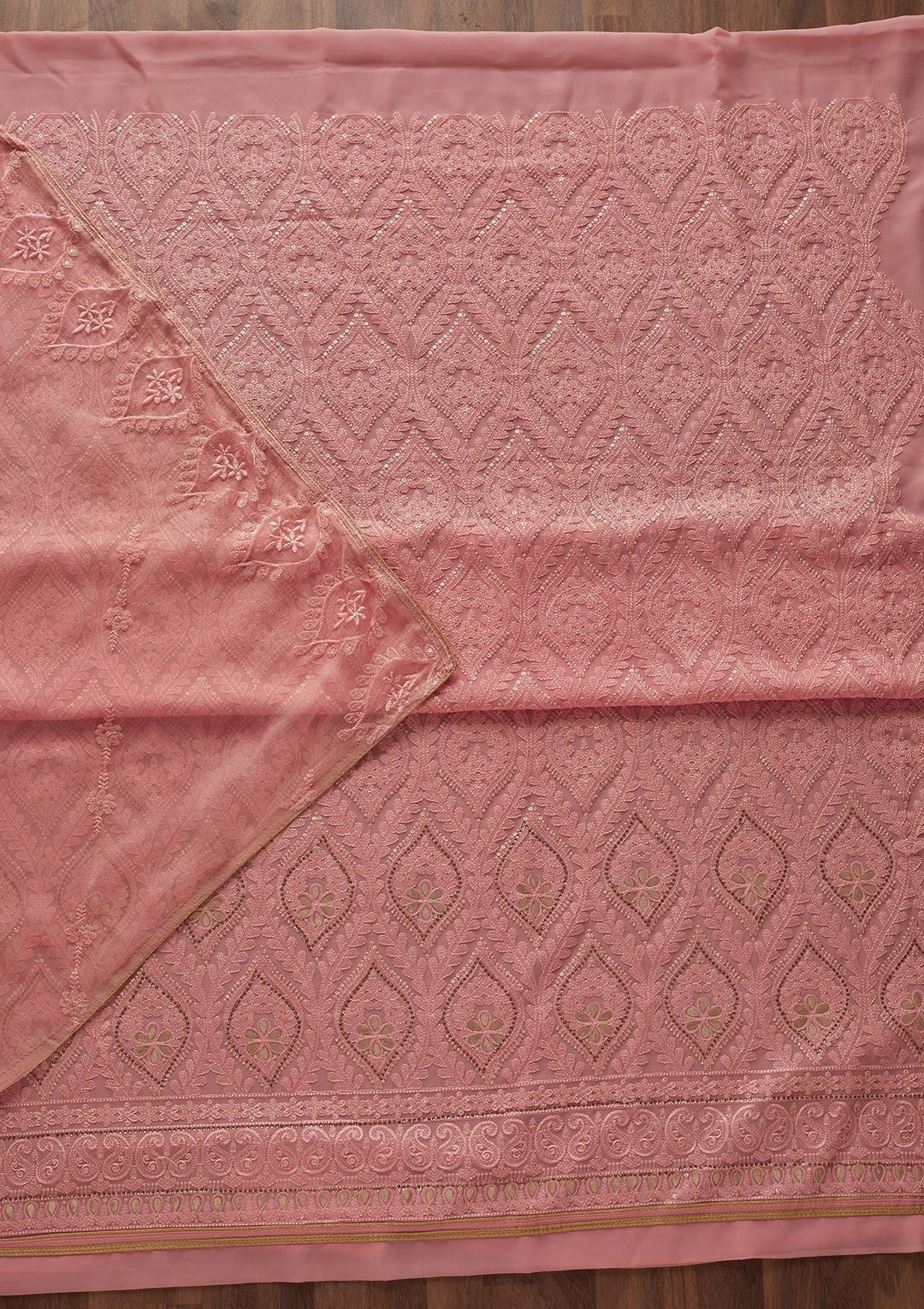Pink Gotapatti Georgette Designer Unstitched Salwar Suit - Koskii