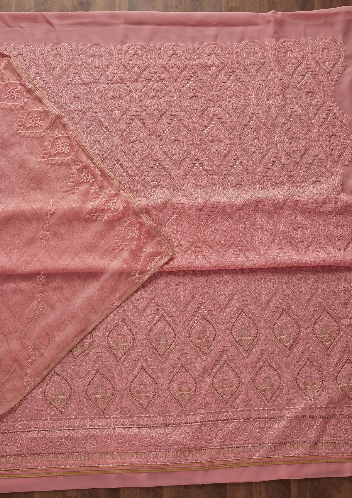 Pink Gotapatti Georgette Designer Unstitched Salwar Suit - Koskii