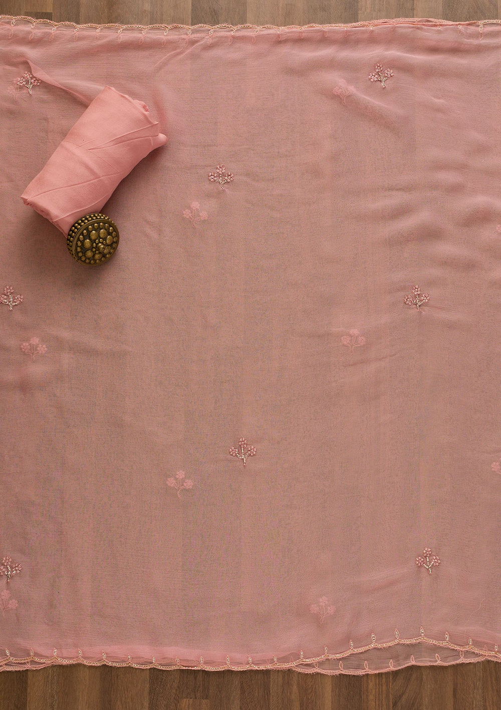 Pink Gotapatti Organza Unstitched Salwar Kameez-Koskii