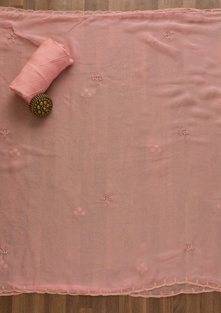 Pink Gotapatti Organza Unstitched Salwar Kameez-Koskii