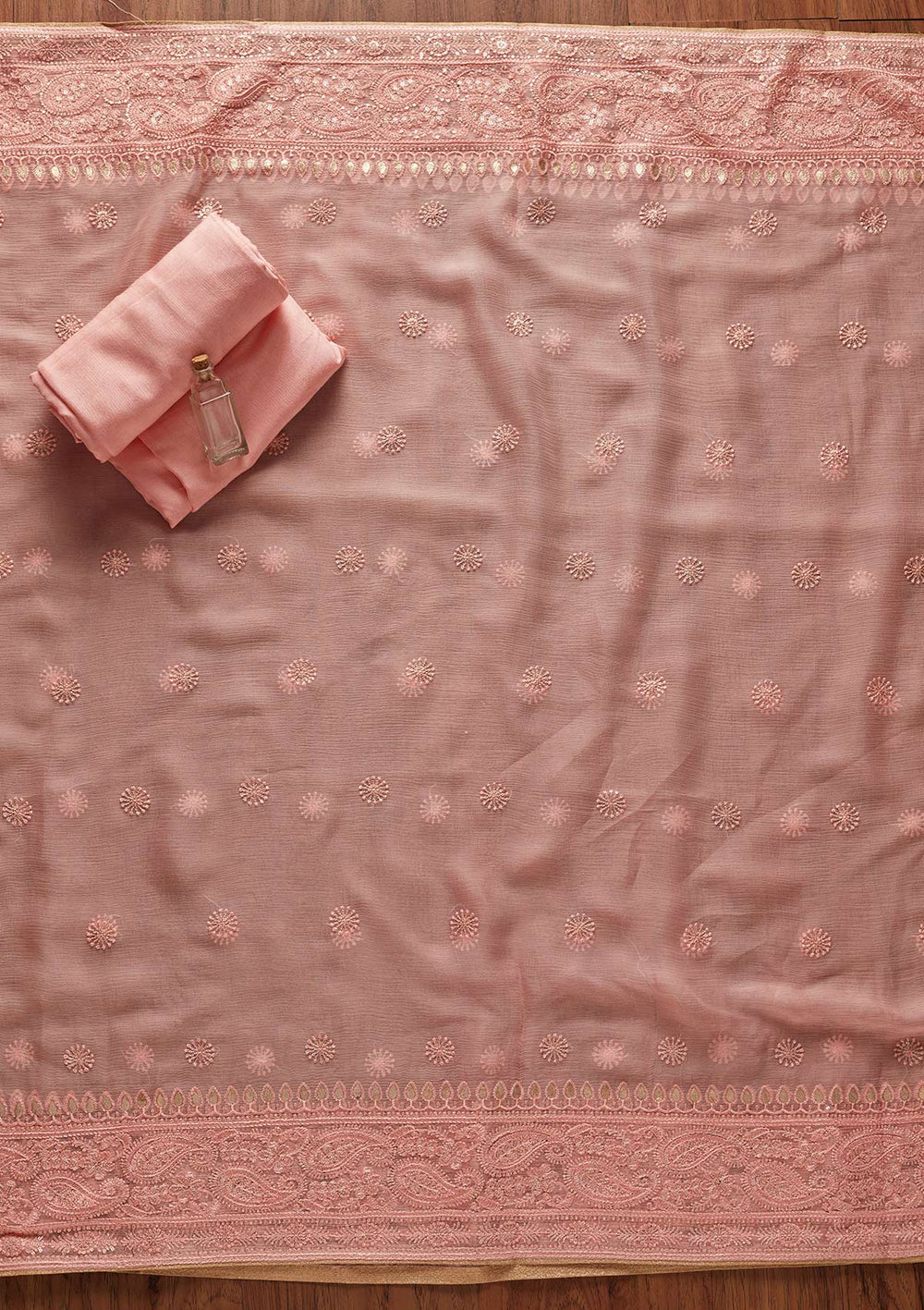 Pink Gotapatti Semi Crepe Designer Unstitched Salwar Suit - koskii
