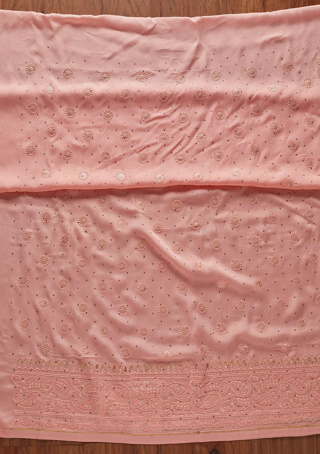 Pink Gotapatti Semi Crepe Designer Unstitched Salwar Suit - koskii