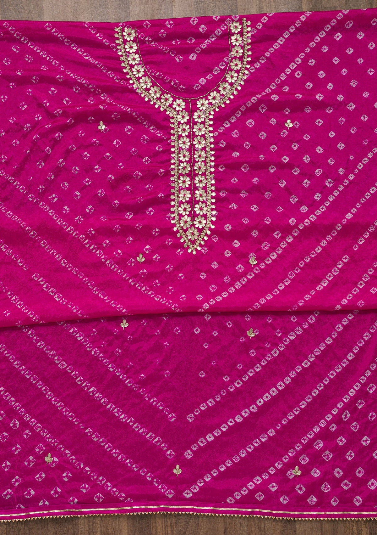 Pink Gotapatti Semi Crepe Unstitched Salwar Suit-Koskii