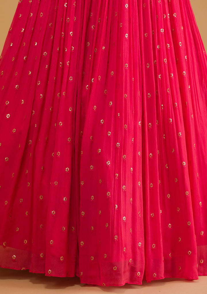 Pink Sequins Georgette Readymade Lehenga-Koskii