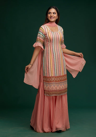 Pink Sequins Georgette Designer Salwar Suit - Koskii