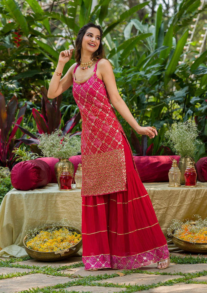 Pink Sequins Georgette Readymade Salwar Kameez-Koskii