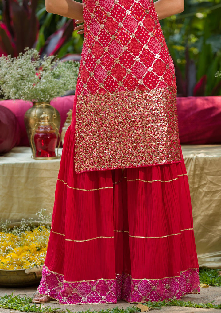 Pink Sequins Georgette Readymade Salwar Kameez-Koskii