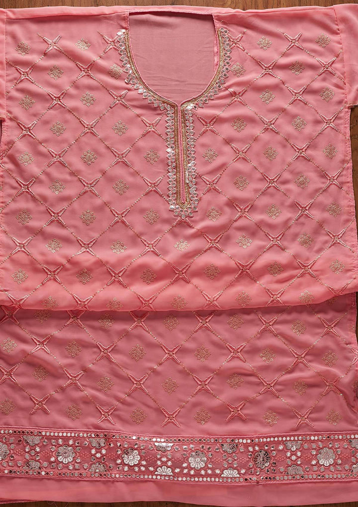 Pink Sequins Georgette Designer Semi-Stitched Salwar Suit - koskii