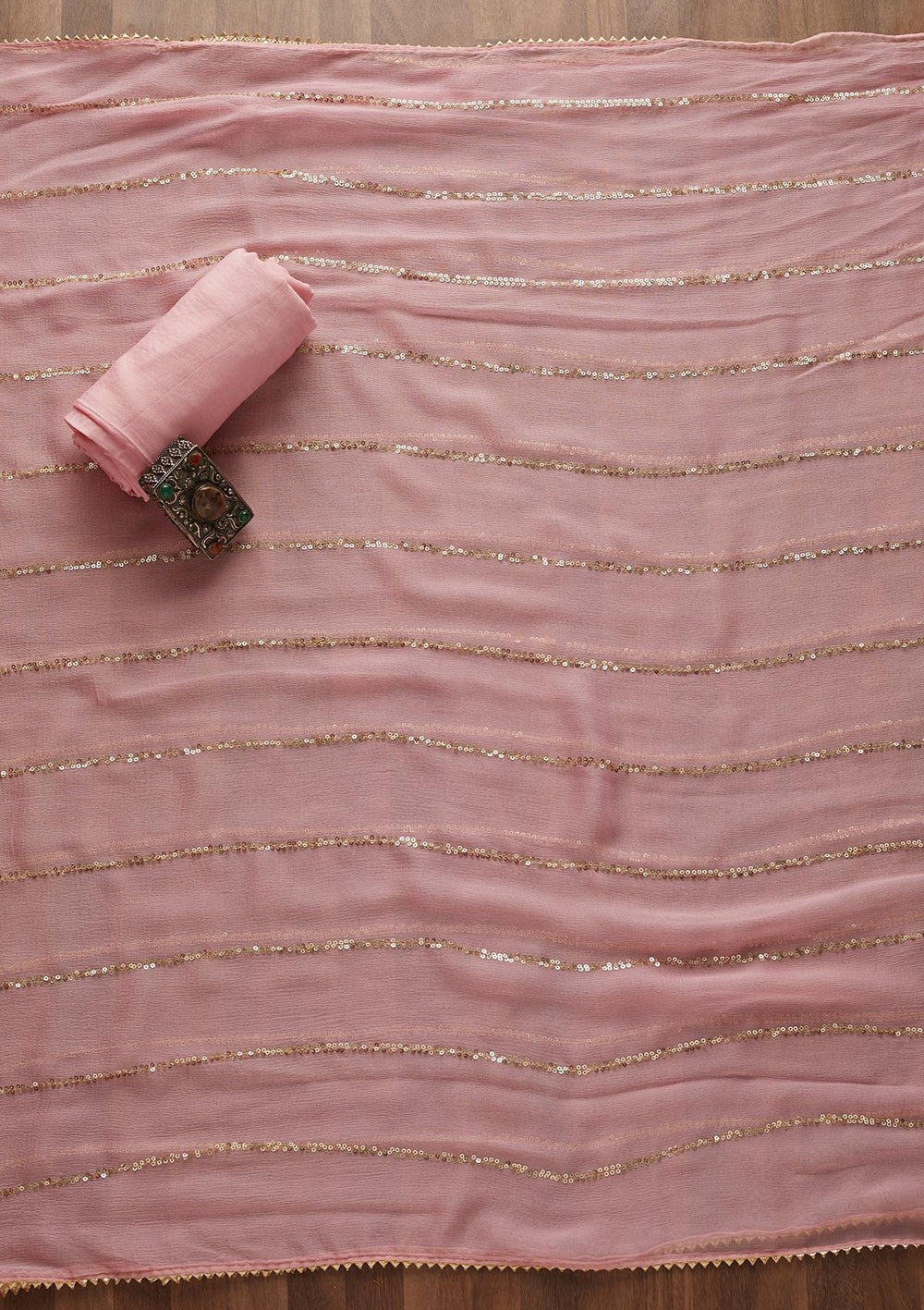 Pink Sequins Georgette Designer Semi-Stitched Salwar Suit - Koskii