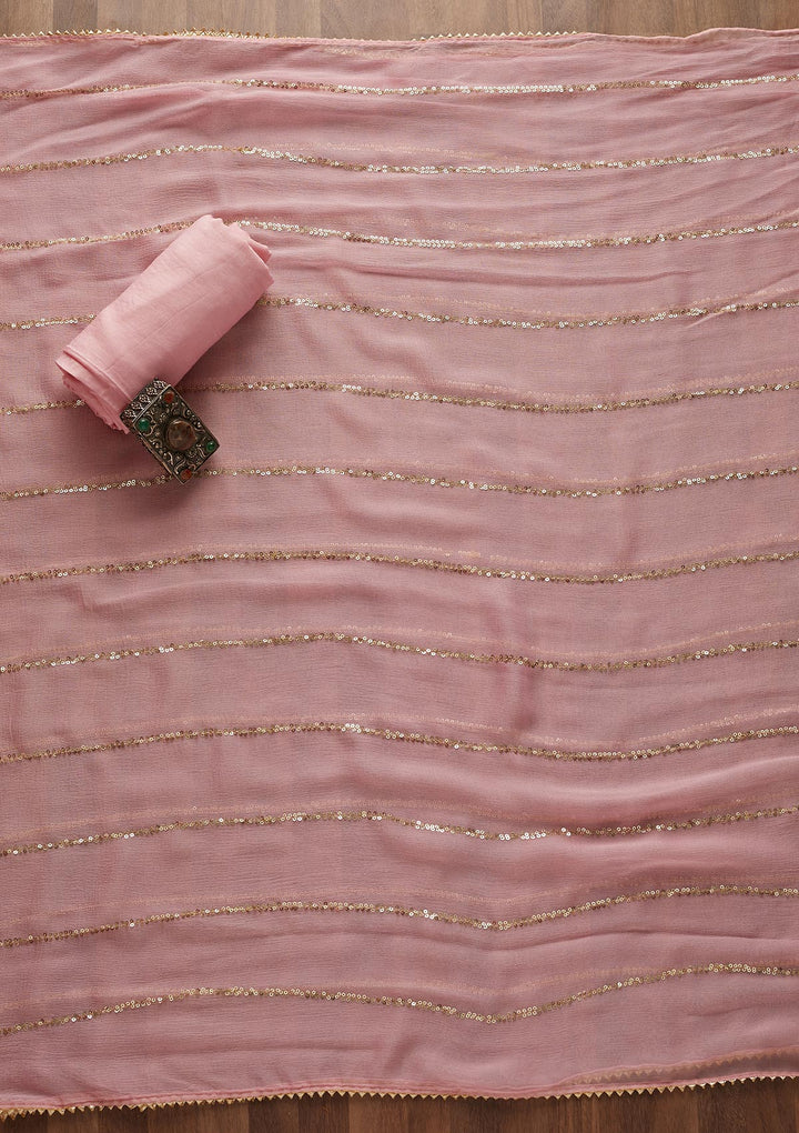 Pink Sequins Georgette Designer Semi-Stitched Salwar Suit - Koskii