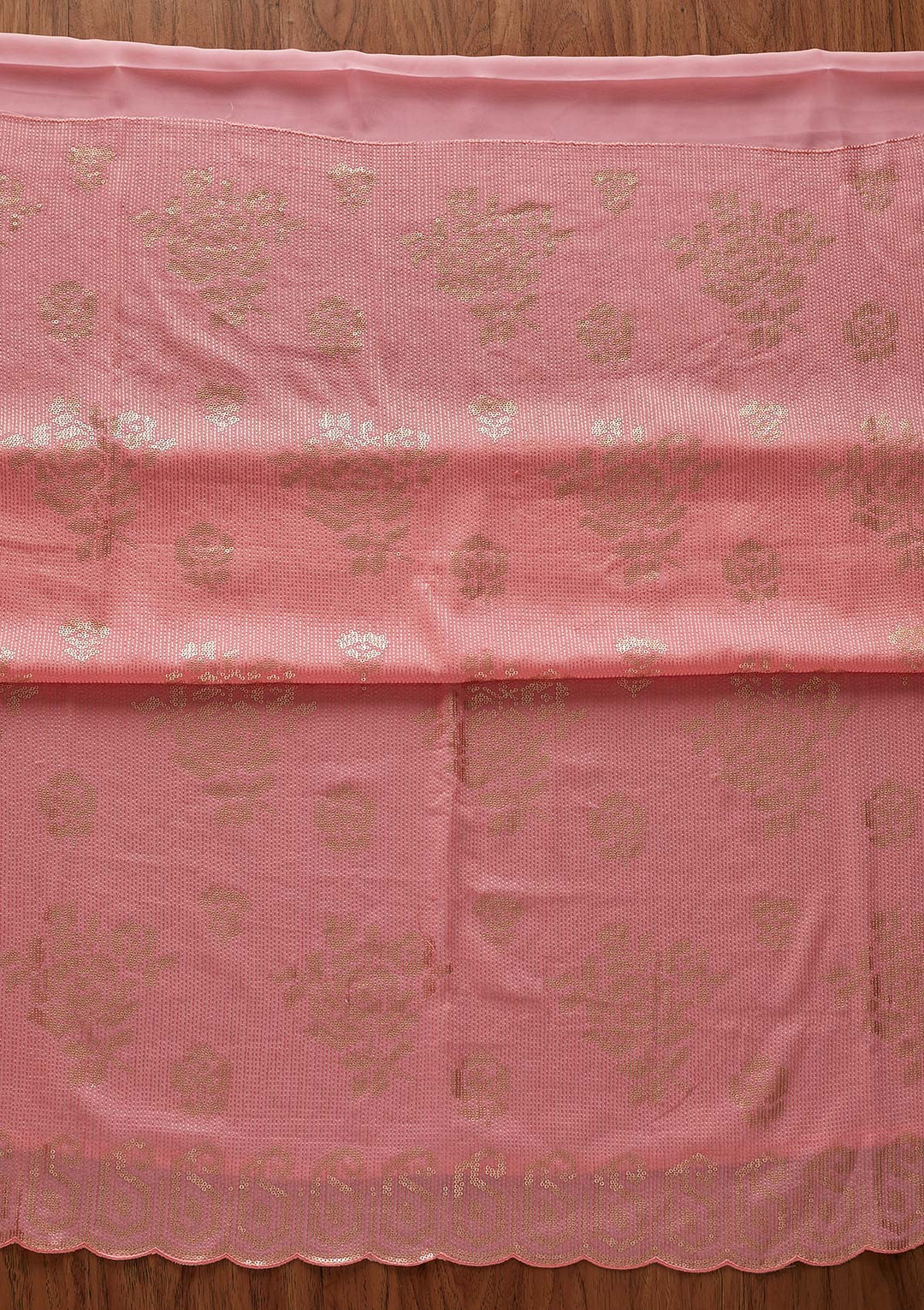 Pink Sequins Georgette Designer Unstitched Salwar Suit - koskii