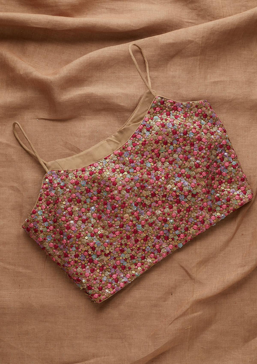 Pink Sequins Net Blouse - Koskii