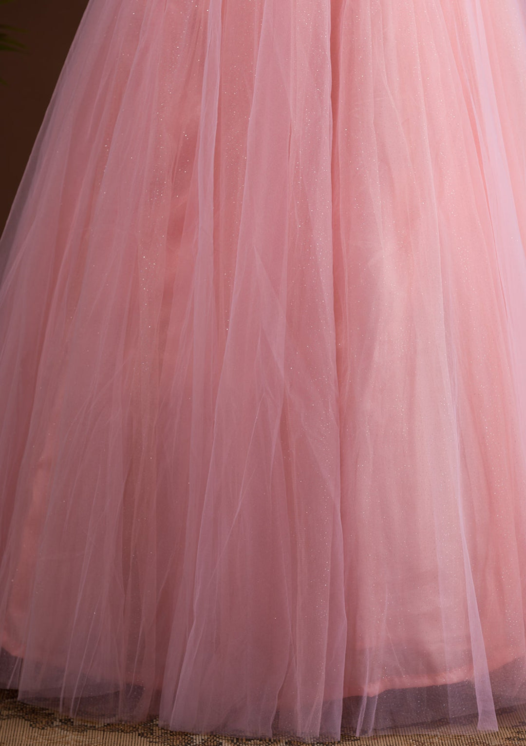Pink Sequins Net Readymade Lehenga-Koskii