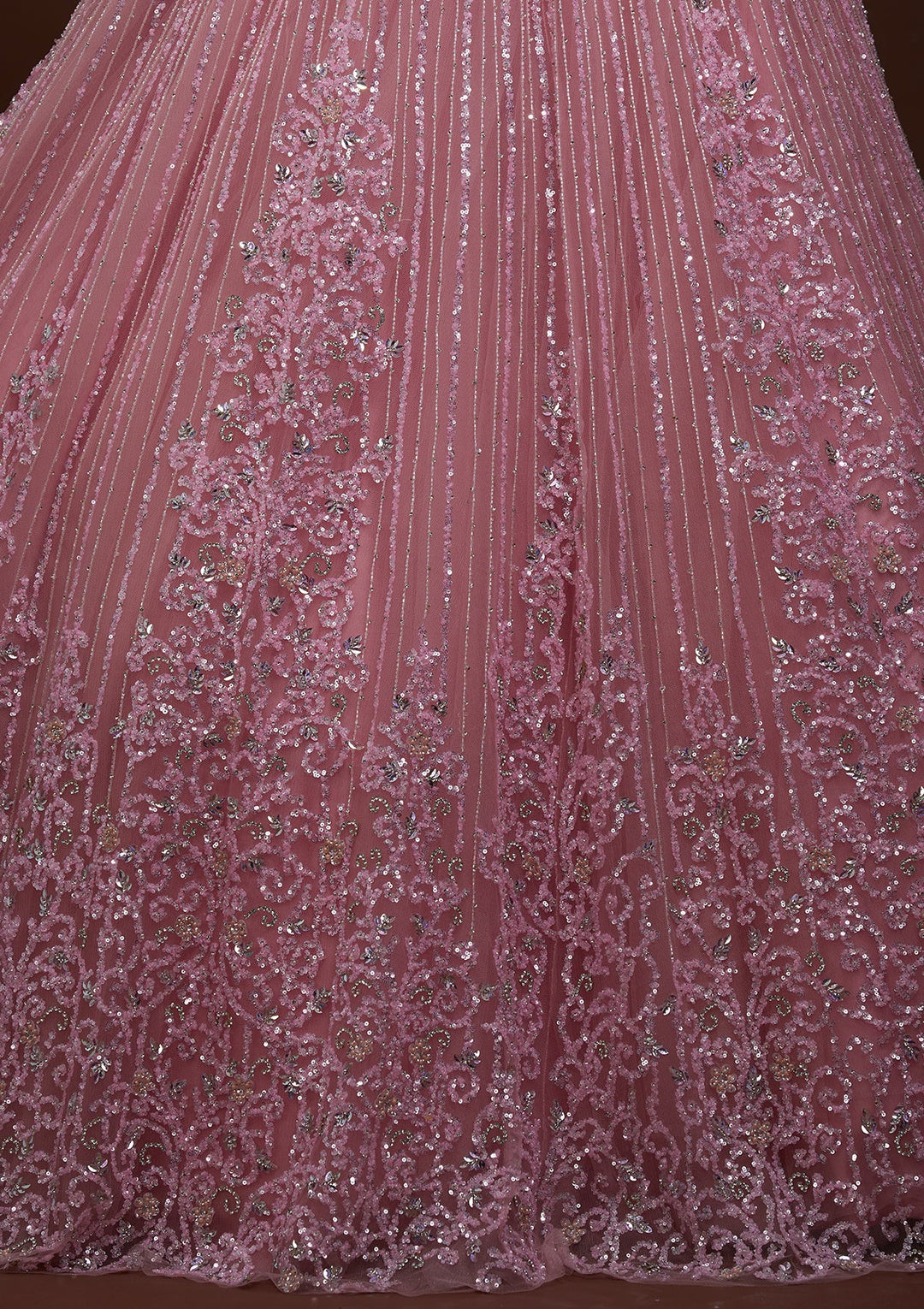 Pink Sequins Net Gown-Koskii