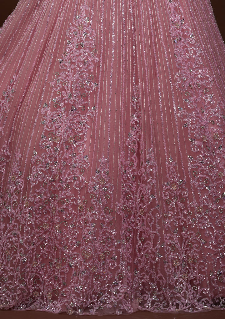 Pink Sequins Net Gown-Koskii