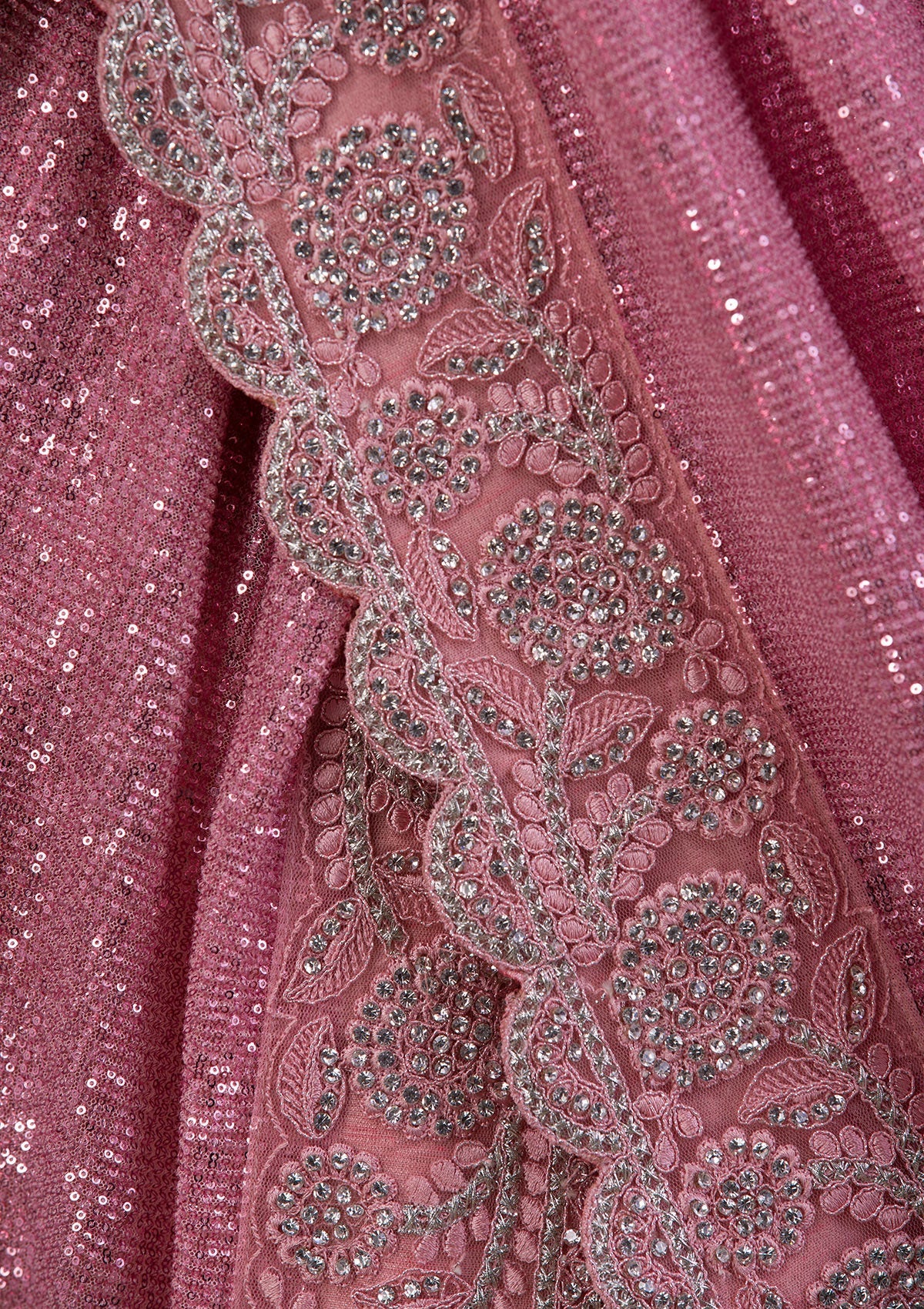 Pink Swarovski Georgette Designer Saree-Koskii