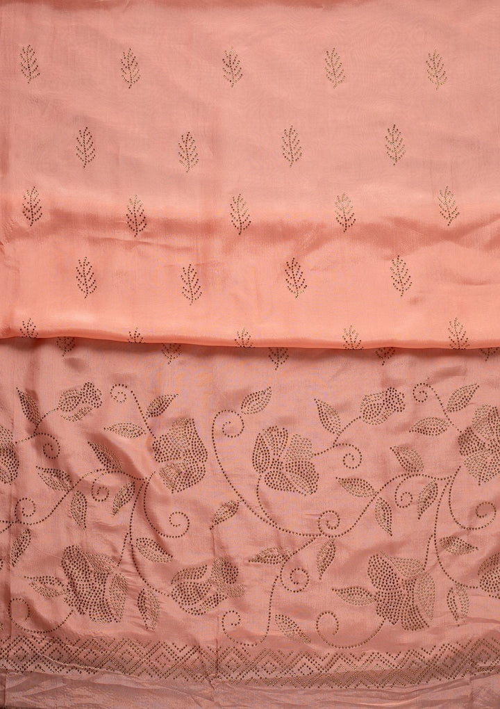 Pink Sequins Semi Crepe Designer Semi-Stitched Salwar Suit - koskii
