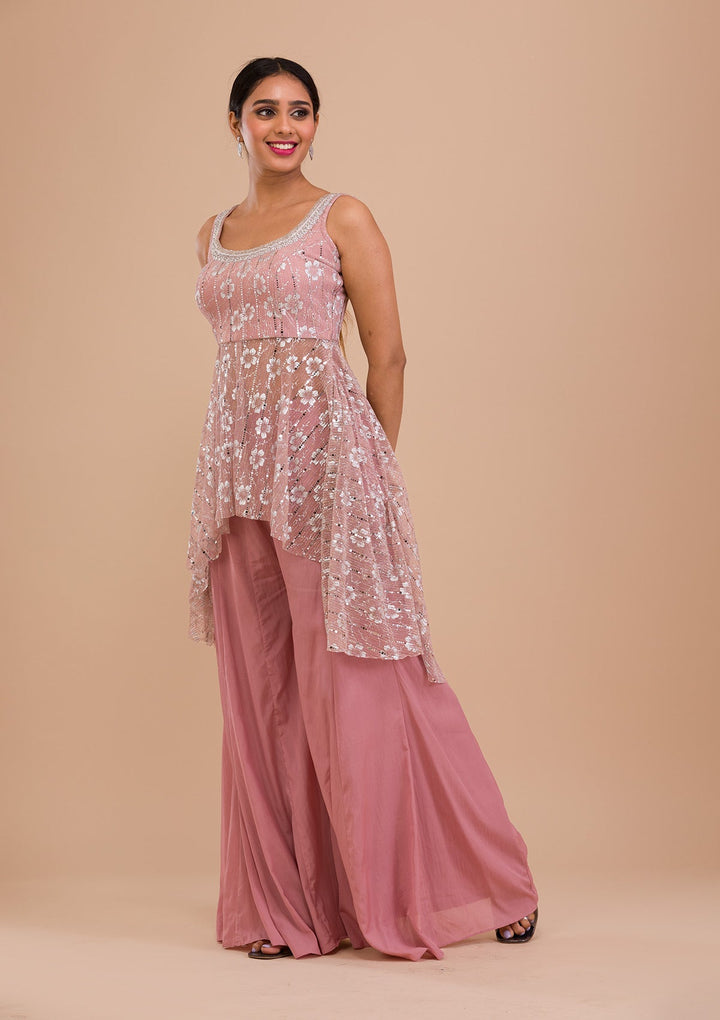 Pink Sequins Shimmer Readymade Salwar Kameez-Koskii