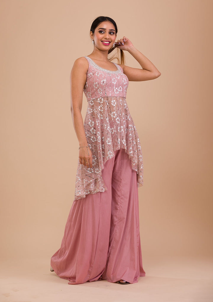 Pink Sequins Shimmer Readymade Salwar Kameez-Koskii