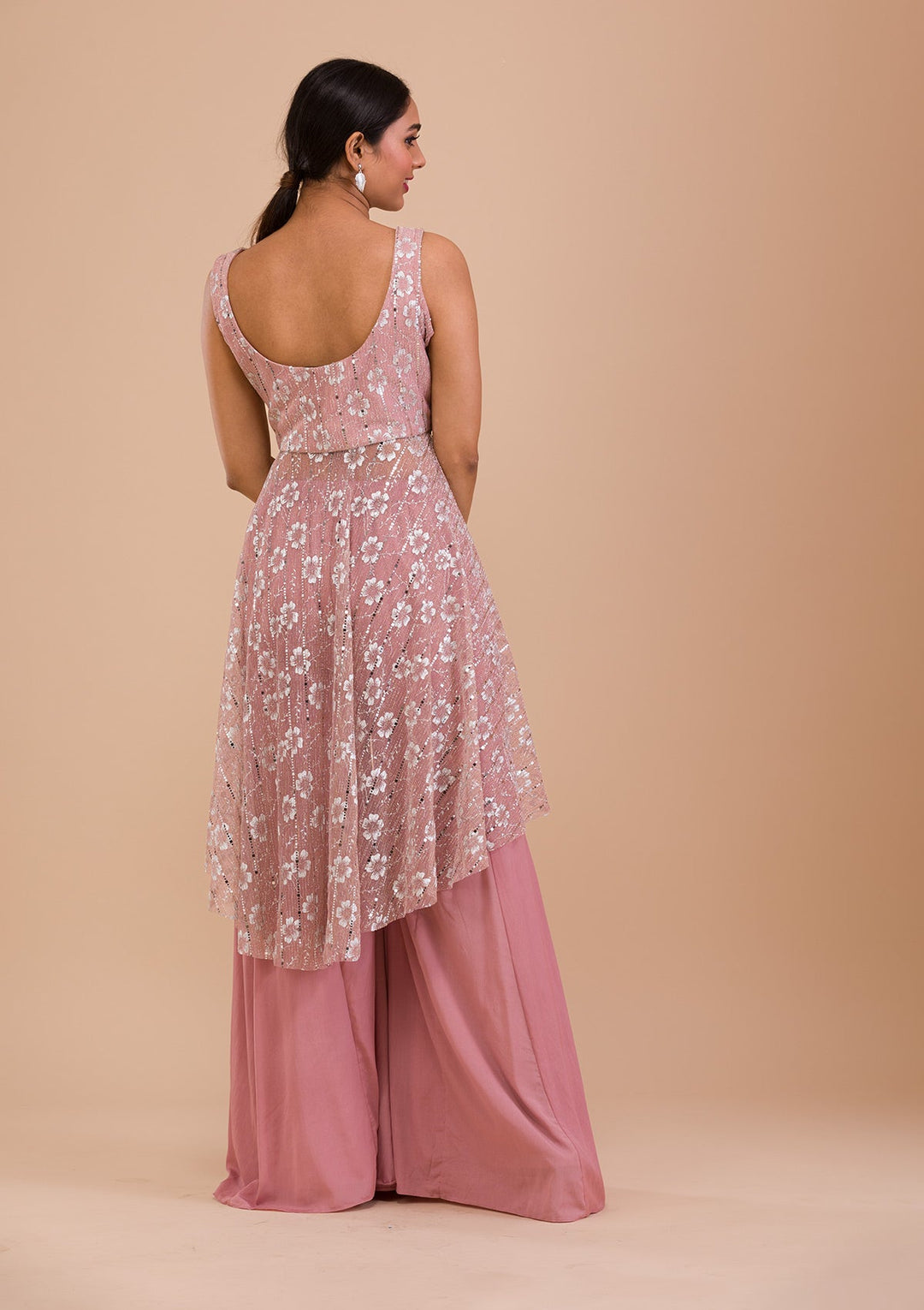 Pink Sequins Shimmer Readymade Salwar Kameez-Koskii
