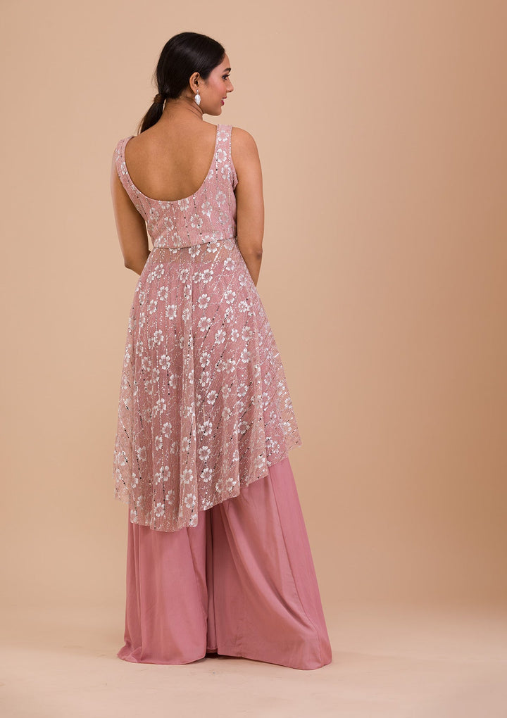 Pink Sequins Shimmer Readymade Salwar Kameez-Koskii