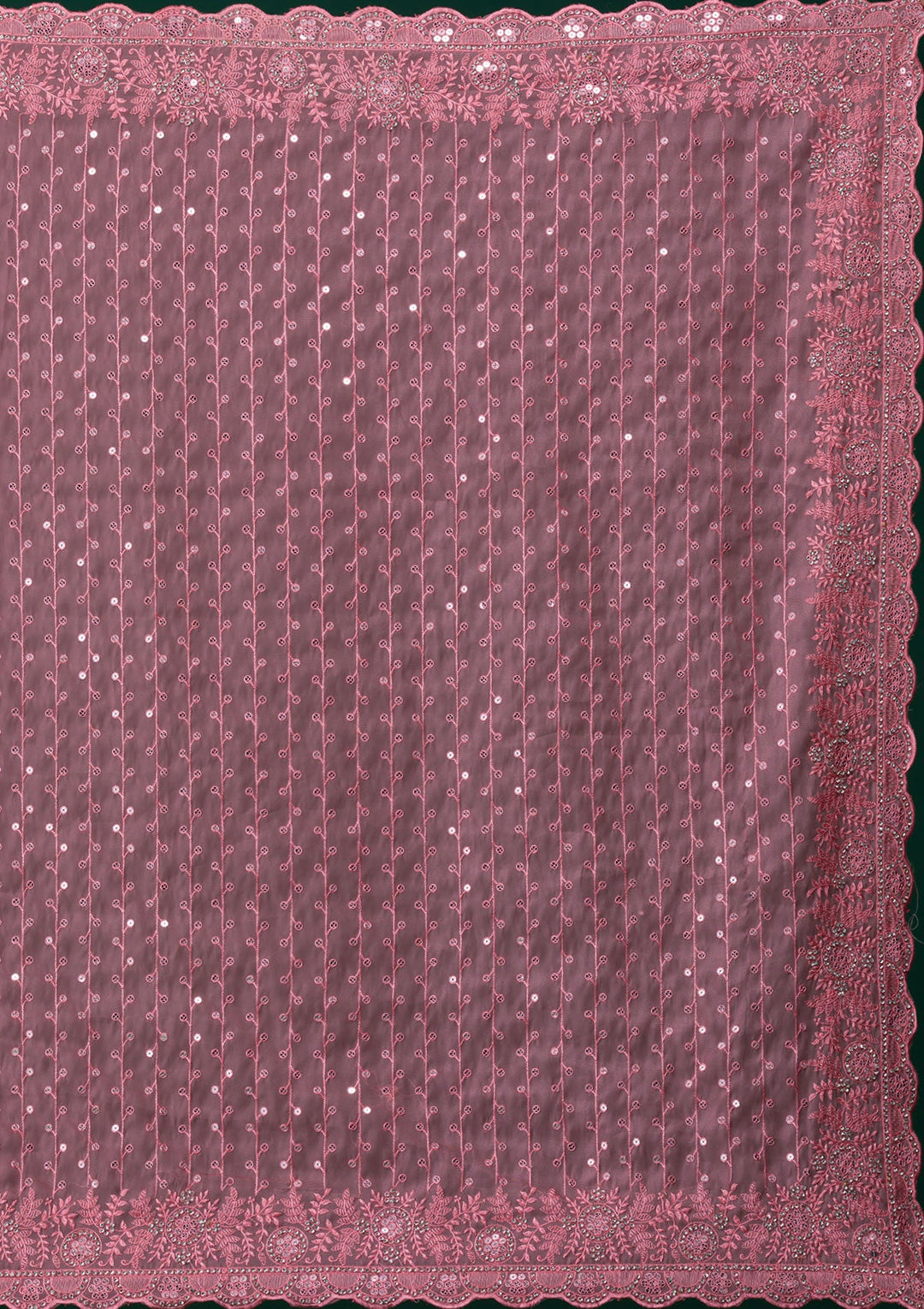 Pink Silver Stonework Georgette Saree-Koskii