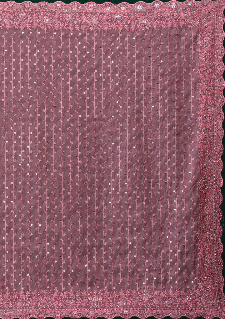 Pink Silver Stonework Georgette Saree-Koskii