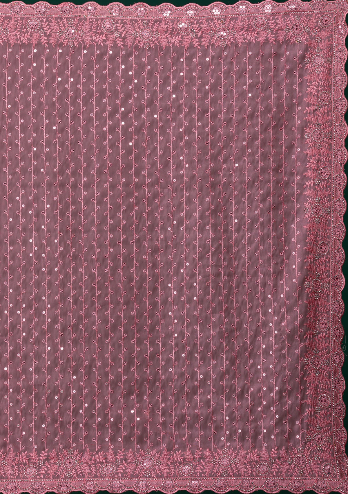Pink Silver Stonework Georgette Saree-Koskii
