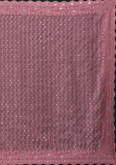 Pink Silver Stonework Georgette Saree-Koskii