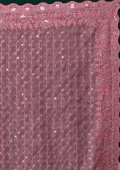 Pink Silver Stonework Georgette Saree-Koskii