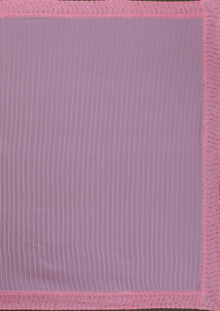 Pink Silver-Stonework Georgette Saree-Koskii
