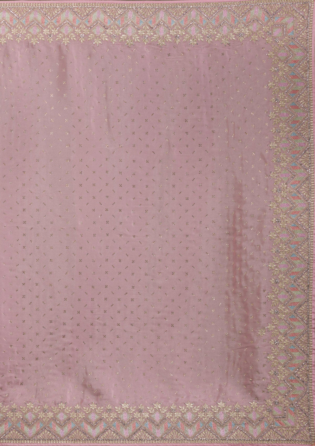 Pink Stonework Satin Saree-Koskii