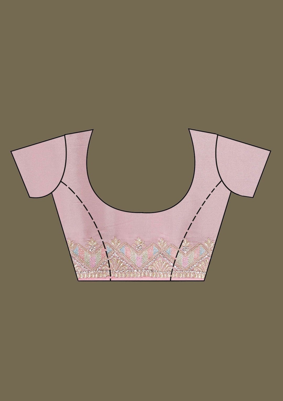 Pink Stonework Satin Saree-Koskii