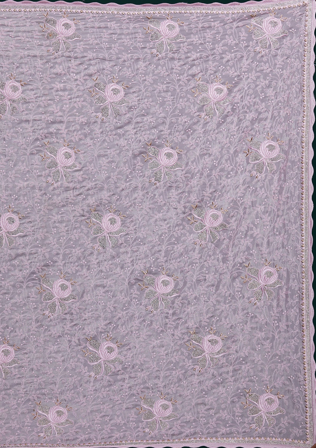 Pink Silver Stonework Tissue Saree - Koskii