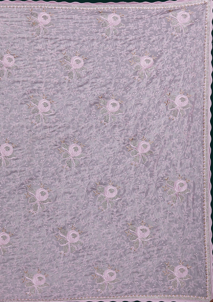 Pink Silver Stonework Tissue Saree - Koskii