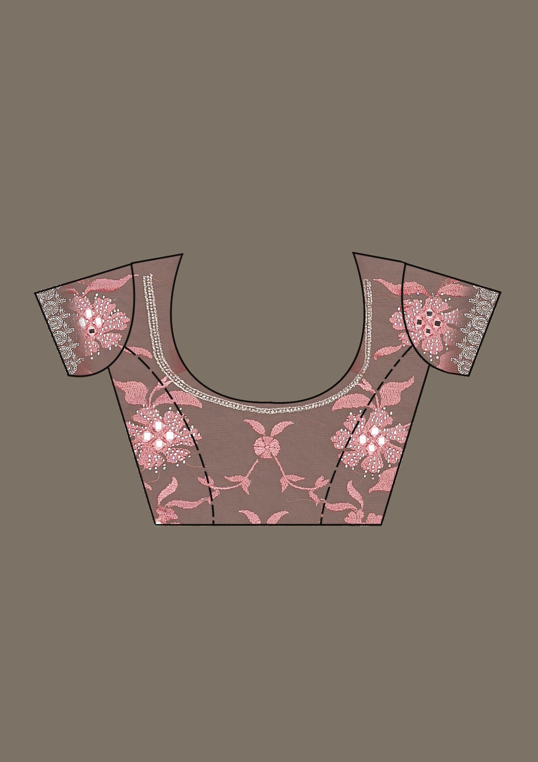 Pink Stonework Net Saree-Koskii