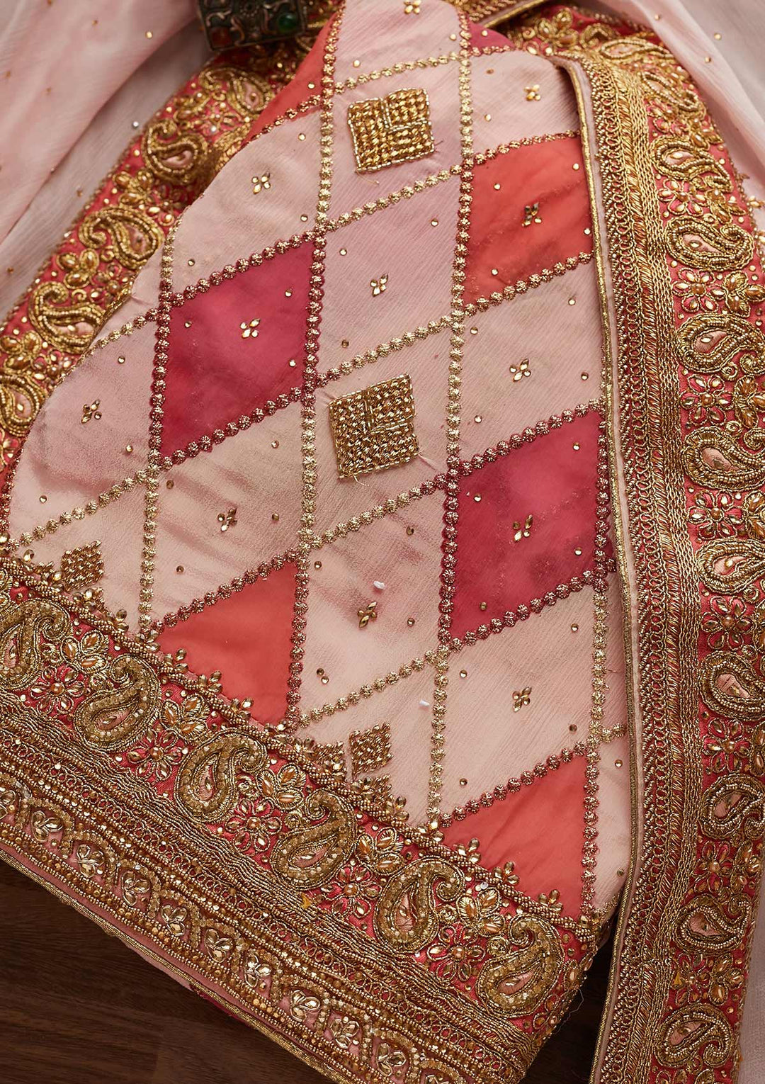 Pink Stonework Chanderi Designer Unstitched Salwar Suit - Koskii