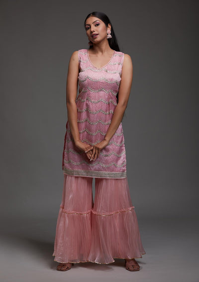 Pink Stonework Semi Crepe Designer Salwar Suit-Koskii