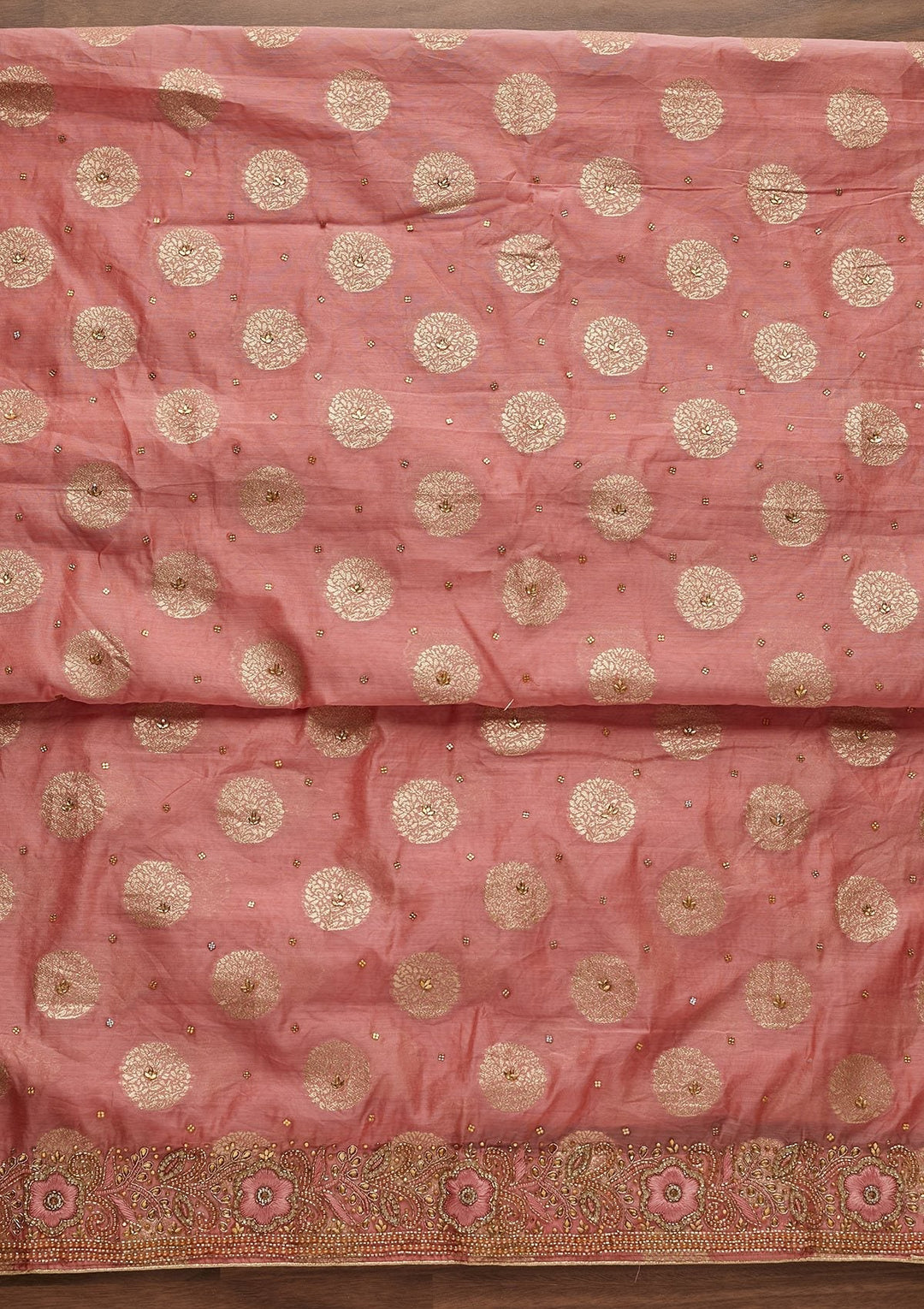 Pink Stonework Georgette Designer Unstitched Salwar Suit - Koskii