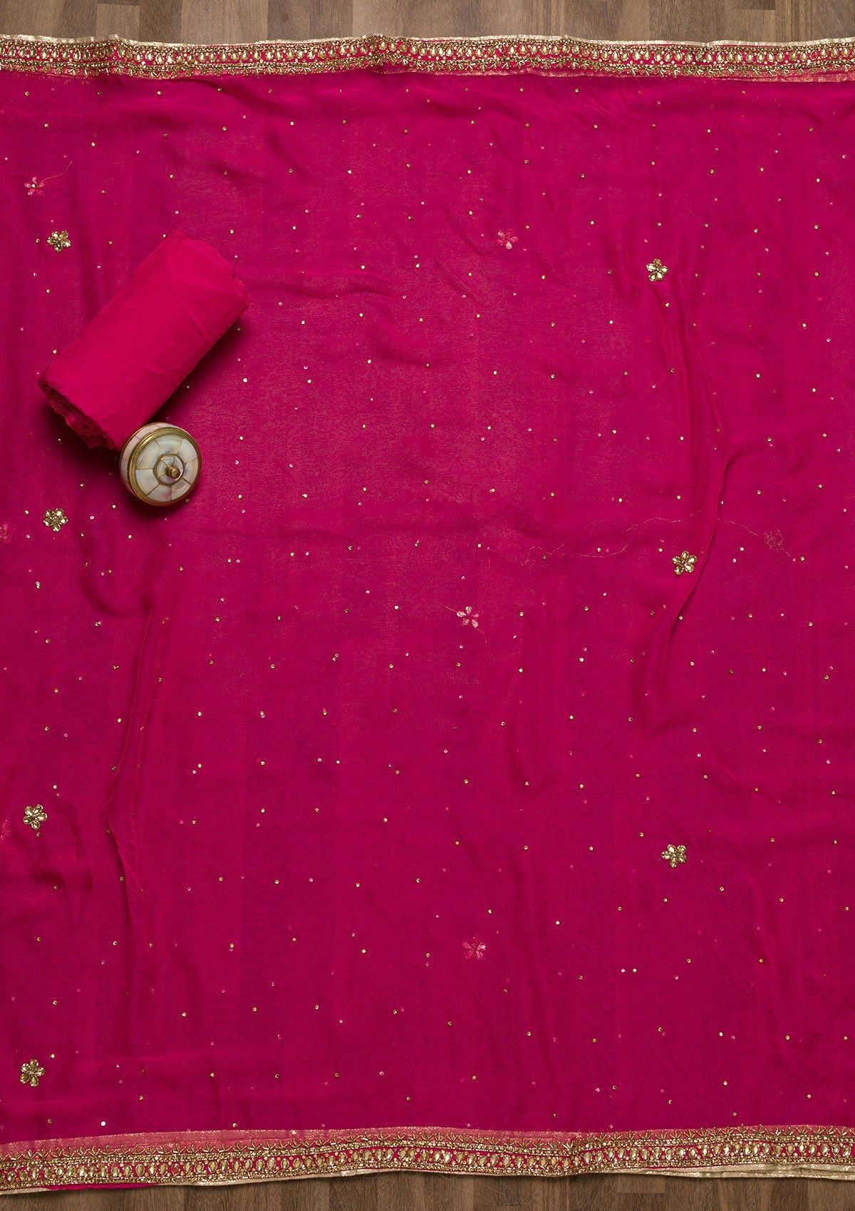 Pink Stonework Georgette Unstitched Salwar Suit-Koskii
