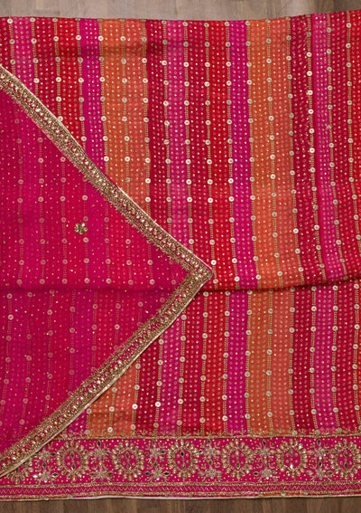 Pink Stonework Georgette Unstitched Salwar Suit-Koskii