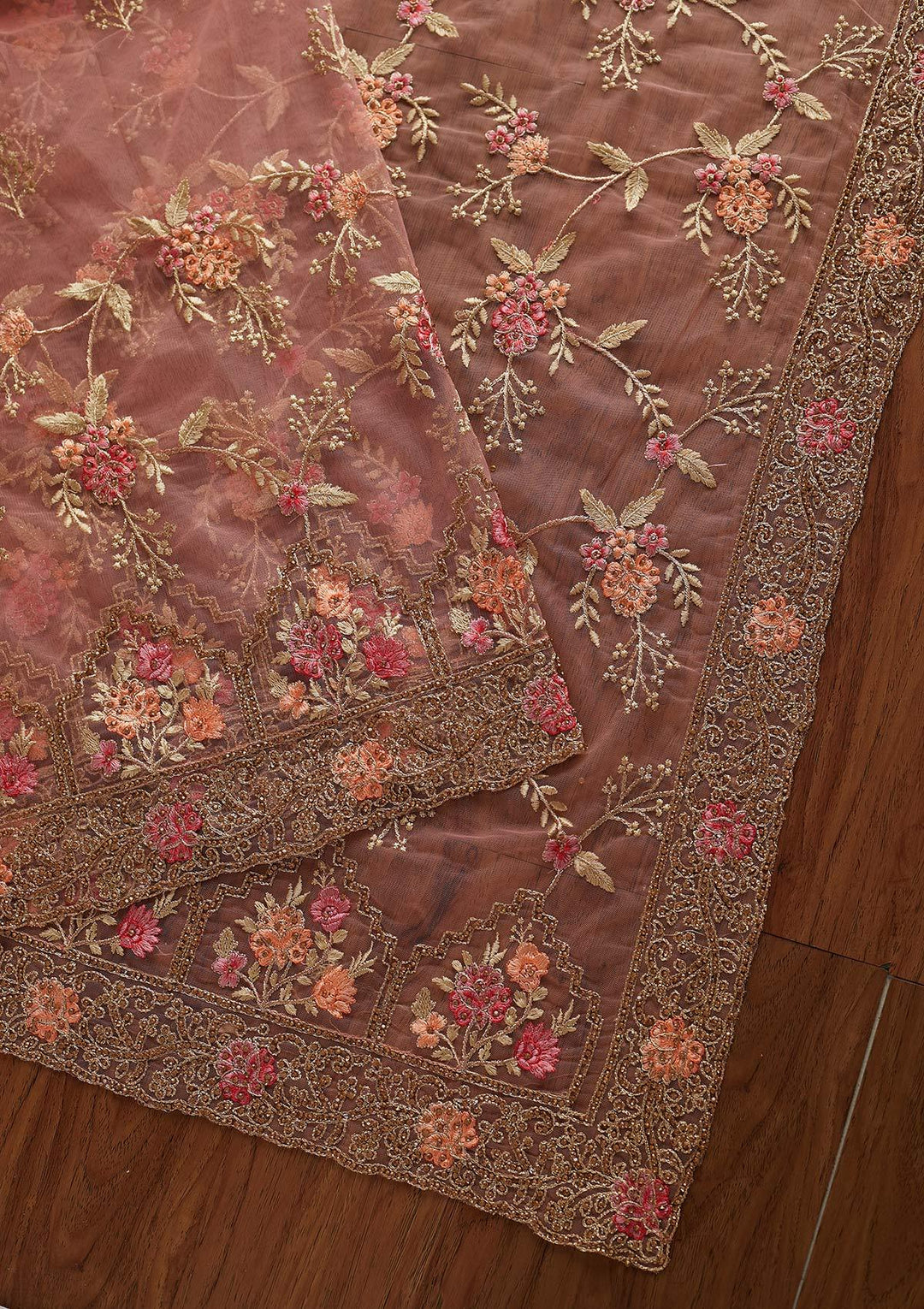 Pink Stonework Net Designer Saree - koskii
