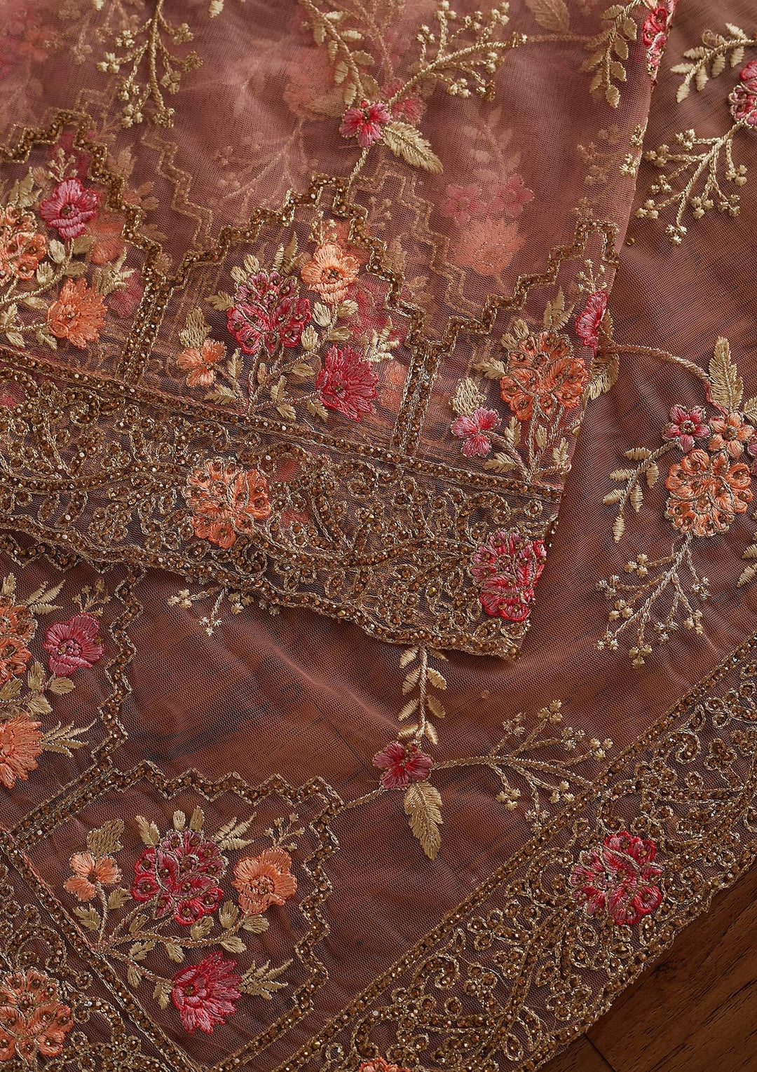 Pink Stonework Net Designer Saree - koskii