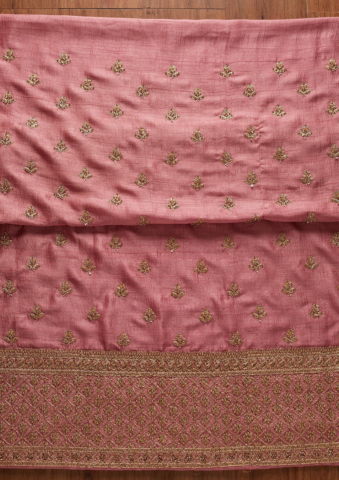 Pink Stonework Raw Silk Designer Unstitched Salwar Suit - koskii