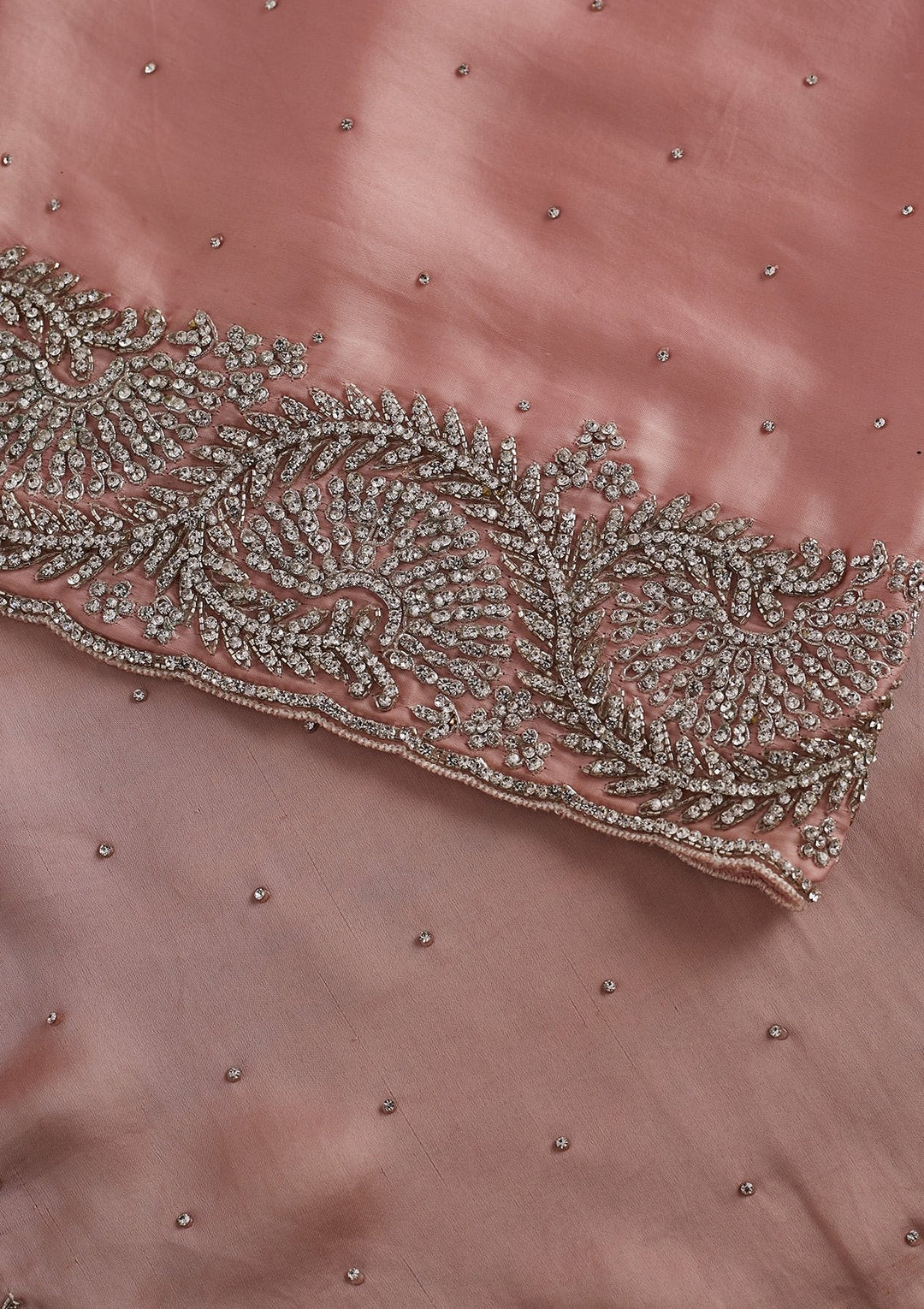 Pink Stonework Satin Designer Saree - koskii